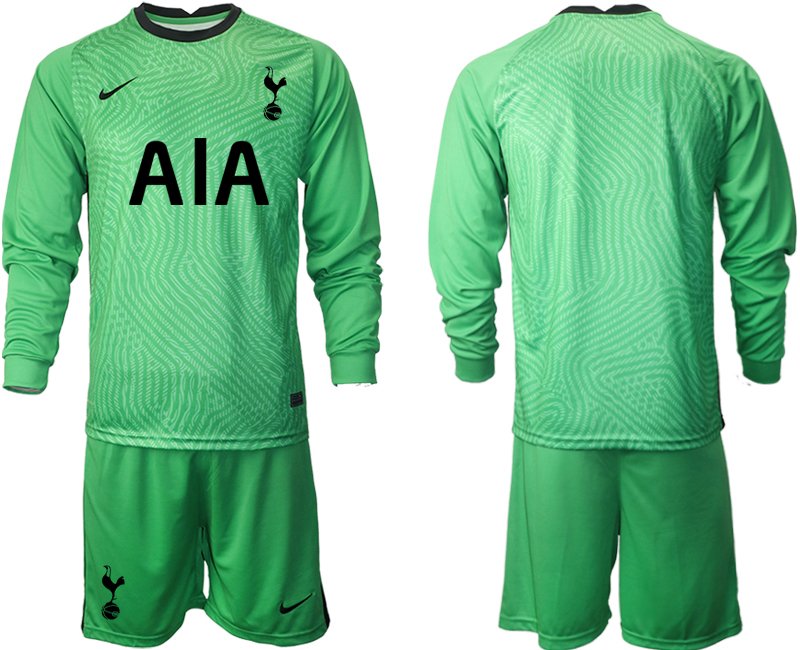2021 Men Tottenham Hotspur green goalkeeper long sleeve soccer jerseys->youth soccer jersey->Youth Jersey